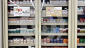 Food Lion grocery store Marlboro cigarette packs secured display