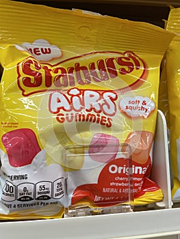 Grocery store candy section Starburst airs chewy