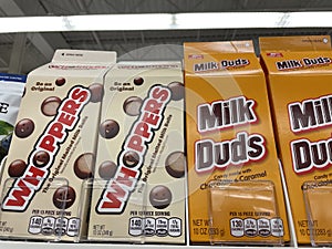 Retail store candy Milk duds and Whoppers box