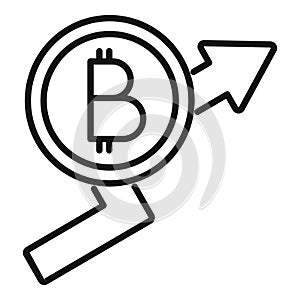 Grow bitcoin salary icon outline vector. Gain finance