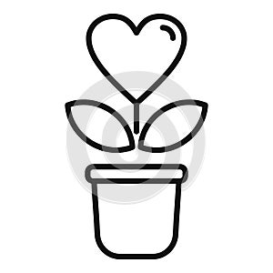 Grow plant pot affection icon outline vector. Care service