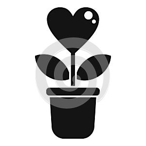 Grow plant pot affection icon simple vector. Care service