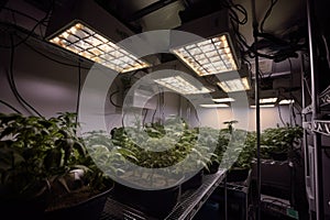 grow room with lamps and ventilation system, ready to bring out the best in plants photo