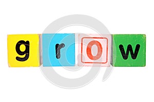 Grow in toy letters with clipping path