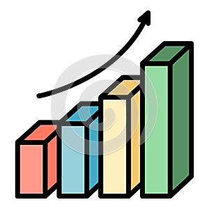 Grow up graph report icon color outline vector