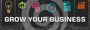 Grow Your Business Symbols Grey Texture Colorful Stripes