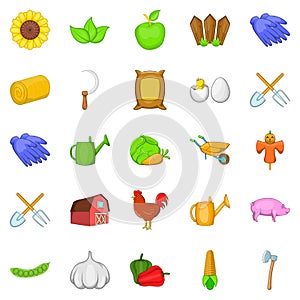 Grower icons set, cartoon style