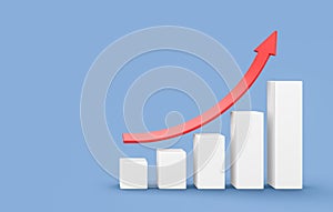 Growing Bar Chart on Blue Background