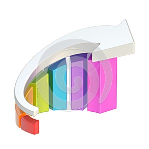 Growing bar chart graph isolated