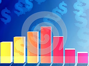 Growing bar charts in economic recovery concept - 3d rendering