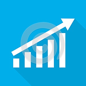 Growing bar graph icon. Vector illustration.