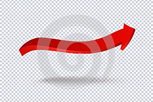 Growing business 3d red arrow on transparent