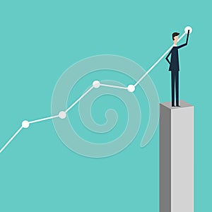 growing business graph. Businessman manages financial growth graph. Template investment. Vector illustration flat