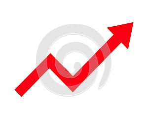 Growing business red arrow on white, Profit red arrow, Vector illustration.Business concept, growing chart.