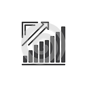 Growing chart, Arrow graph going up icon vector, filled flat sign, solid pictogram on white.