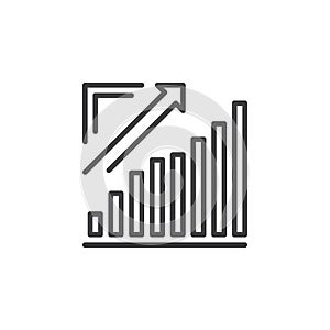 Growing chart, Arrow graph going up line icon, outline vector sign, linear pictogram isolated on white.