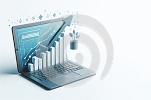 A growing chart from a laptop. Space for text.