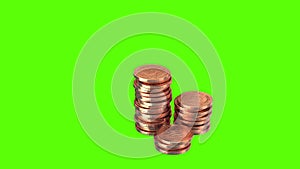 Growing Coins on a Green Background