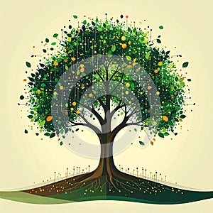 Growing Digital Network Tree Concept