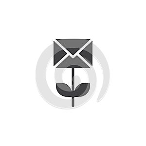 Growing flower envelope icon vector
