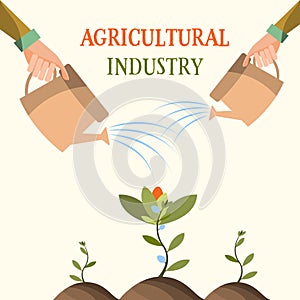 Growing flowers , Agriculture, farming , garden. Vector illustration