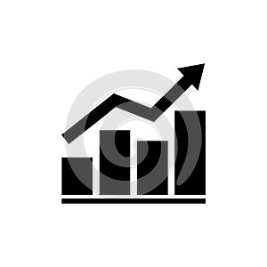 Growing graph bar chart icon symbol, Diagram flat design for web site logo app UI, Progress business concept, Vector illustration.