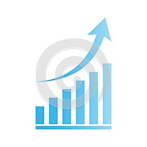 Growing graph icon vector in flat style. Business growth profit symbol