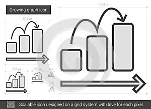 Growing graph line icon.