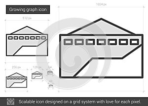 Growing graph line icon.