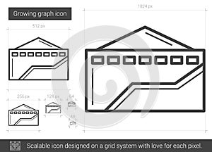 Growing graph line icon.