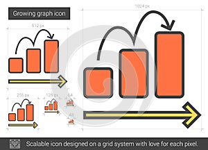 Growing graph line icon.