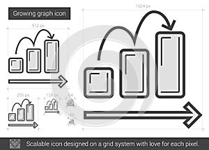 Growing graph line icon.