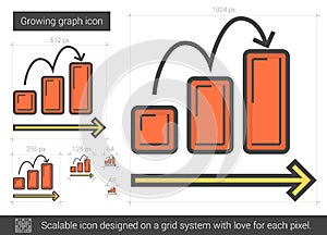 Growing graph line icon.