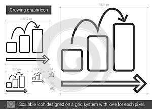 Growing graph line icon.