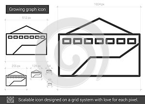 Growing graph line icon.