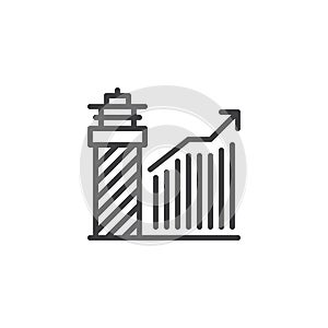 Growing graph vision outline icon