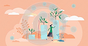 Growing income flat tiny person concept vector illustration