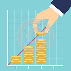 Growing income graph vector illustration