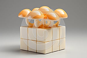 growing mushrooms in a cube