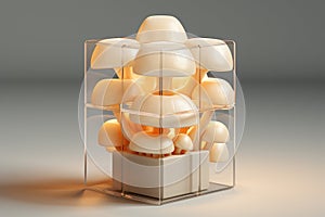 growing mushrooms in a cube