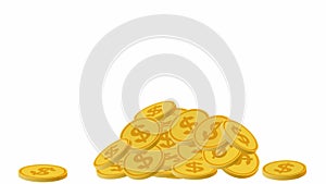Growing pile of money - gold coins