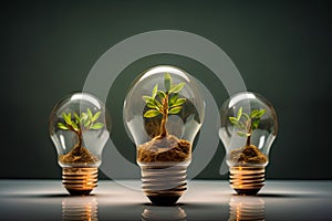 growing plant in light bulb AI generated