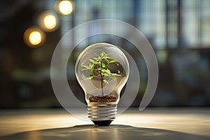 growing plant in light bulb AI generated