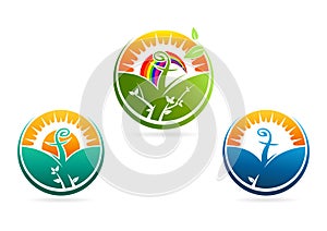 Growing spirit Religious logo. Nature vector symbol icon