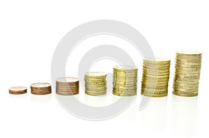 Growing stacks of coins