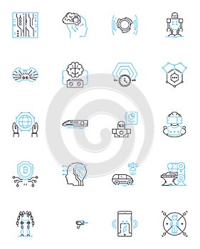 Growing techniques linear icons set. Hydroponics, Aeroponics, Aquaponics, Companion planting, Crop rotation, Seedling