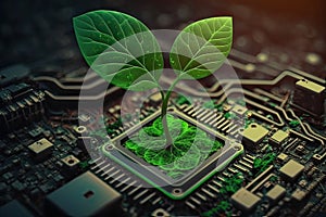 Growing tree on the converging point of a computer circuit board