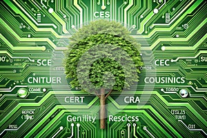 Growing tree on the converging point of computer circuit board