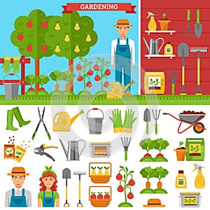 Growing Vegetables And Fruits In Garden