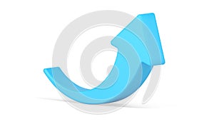 Growth arrow 3d icon. Blue curved directional element